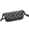 Front view of Dior 30 Montaigne D-Vine Chain Pouch in jacquard fabric with gold CD logo