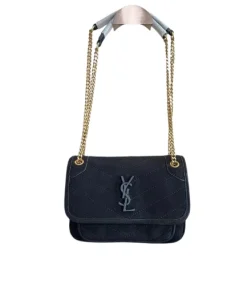 Black Saint Laurent Mini Niki leather shoulder bag with gold-tone YSL logo