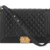 Chanel Large Boy Shoulder Bag in Calfskin with Gold Hardware, Front View