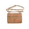 Soft tan lambskin Saint Laurent GABY vanity bag with bronze-tone hardware and quilted stitching