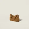 suede shoulder bag with gold-tone hardware and zipper closure