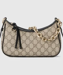 Alternative view of Gucci GG Emblem Small Shoulder Bag, Leather & Monogram Coated Fabric