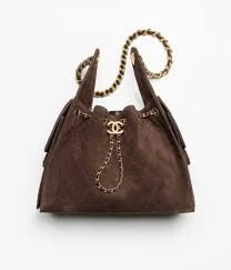 brown Chanel 25 medium backpack featuring quilted suede calfskin and gold-tone hardware