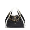 Black Chanel Small 25 Hobo Bag with white shearling trim and gold hardware