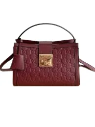 Gucci mahroon Padlock Bag with detachable leather shoulder strap and signature padlock closure