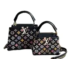 Black Louis Vuitton Capucines Mini bag with multicolor embroidered monogram