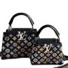 Black Louis Vuitton Capucines Mini bag with multicolor embroidered monogram