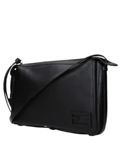 Adjustable leather shoulder strap on Fendi mini bag, showcasing sleek rectangular design