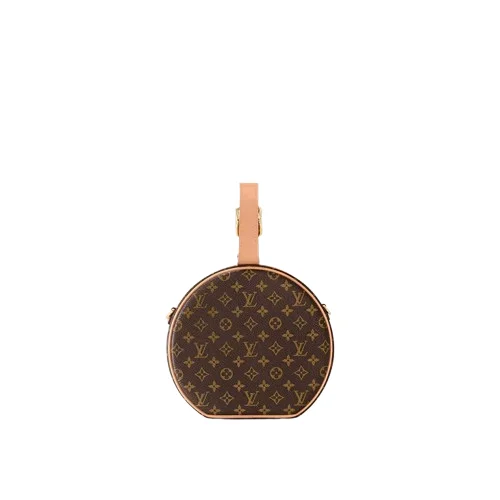 Back view of Louis Vuitton Petite Boite Chapeau Monogram canvas bag with cowhide trim
