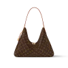 Brown Louis Vuitton Slouchy MM Monogram canvas shoulder bag with gold hardware