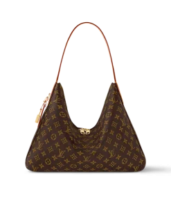 Brown Louis Vuitton Slouchy MM Monogram canvas shoulder bag with gold hardware