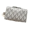 Grey CD Diamond canvas Dior crossbody bag with silver strap in luxury packaging