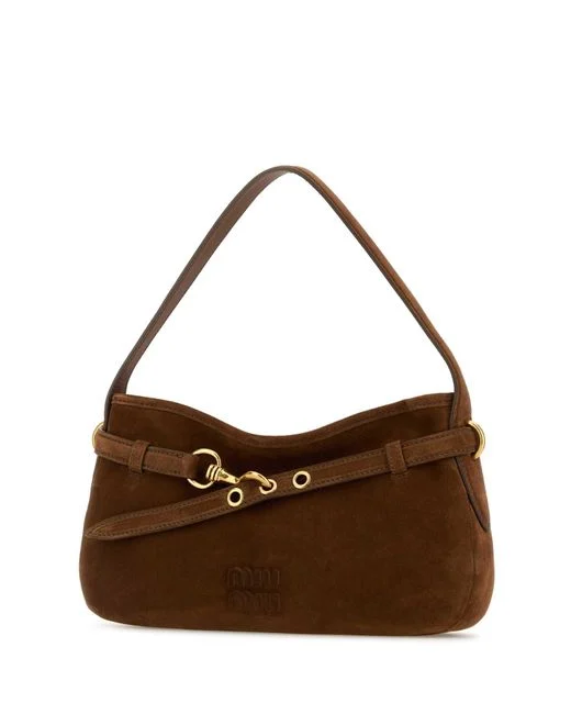 suede shoulder bag with structured silhouette and top handle