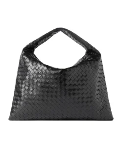 Black Bottega Veneta Hop Intrecciato large leather tote bag with curved