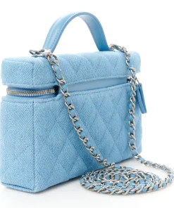 Alternative view of Chanel Vanity with Chain, Blue Denim Quilted Top Handle Designer Crossbody Bag