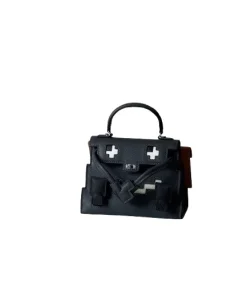Black Hermès Kelly Doll Picto Epsom leather mini handbag front design