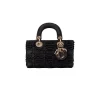 Back View of black Dior beaded satin bag with sparkling stones