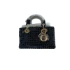 Elegant blue Cannage tweed Dior handbag with top handle