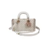 White Christian Dior Lady D-Joy bag with pearl embroidery and gold hardware