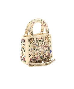 Alternative view of Christian Dior Lady Dior Mini Handbag – Calfskin Beaded Embroidered Paris 1947 Latte Multicolor
