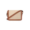 Brown-toned Celine Teen Triomphe bag made of textile and natural calfskin with elegant gold hardware