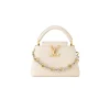 Cream leather Louis Vuitton mini crossbody bag with chain and adjustable strap