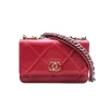 Red Chanel 19 Wallet On Chain in quilted lambskin leather with gold chain strap
