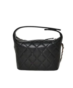 Alternative view of CHANEL Caviar Quilted Hobo Clutch with Chain – Black Grained Calfskin Mini Bag