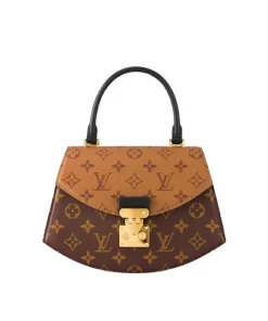 Brown Louis Vuitton Tilsitt handbag with monogram canvas and gold S-lock closure
