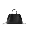 Front view of Louis Vuitton Bella Tote in black perforated Mahina calf leather