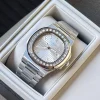 Macro view of luxury watch bezel featuring colorful gemstones sparkling under studio lighting