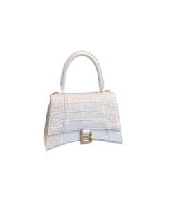 Women's Hourglass croc Handbag Xs in white