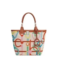 Hermès Steeple 28 multicolour canvas and Swift leather tote bag in elegant neutral tones for women