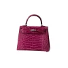 High-end crocodile leather handbag with polished hardware