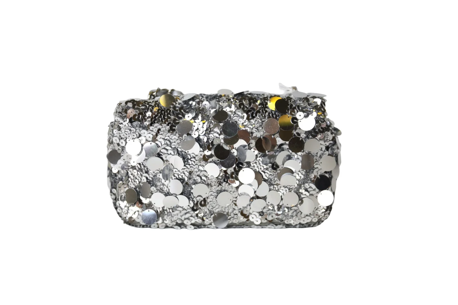 Chanel Mini Flap Sequin Bag – Silver & Black Sequin, Silver Hardware (Mini Size, New with Dustbag) - Image 2