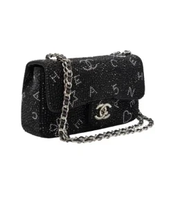 Alternative view of Chanel Black Rhinestone Quilted Crossbody Bag – Silver Chain Flap Shoulder Bag