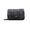 Luxury Chanel mini flap bag with gradient sequins in silver, black, purple, and green with chain strap