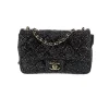 Black Chanel lambskin crystal diamante small flap bag with luxury quilted design and gold chain