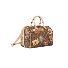 Louis Vuitton Speedy Bandoulière 30 with brown leather trim and multicolor label print