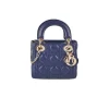 Blue Lady Dior handbag in patent leather with gold-tone hardware and structured design