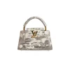 Louis Vuitton Capucines mini bag in white and grey snake-pattern leather