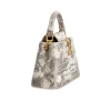 Snake-pattern leather mini handbag in beige tones with gold LV logo