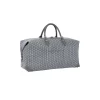 Grey Goyardine canvas weekender bag with zip closure