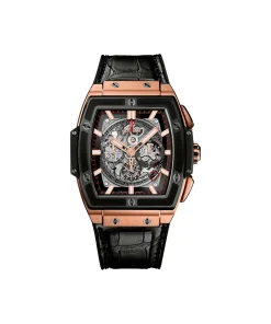 Hublot Spirit of Big Bang rose gold black ceramic watch dial close-up
