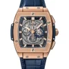 Hublot Spirit of Big Bang rose gold blue ceramic watch dial close-up