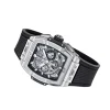 Black rubber strap titanium chronograph luxury watch with skeleton face