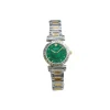 Two-tone stainless steel ladies watch with green dial and elegant design