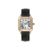 Yellow gold Cartier Santos-Dumont watch with black leather strap