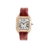Rose gold watch paired with brown alligator leather strap