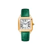 Gold wristwatch with white dial and Roman numerals